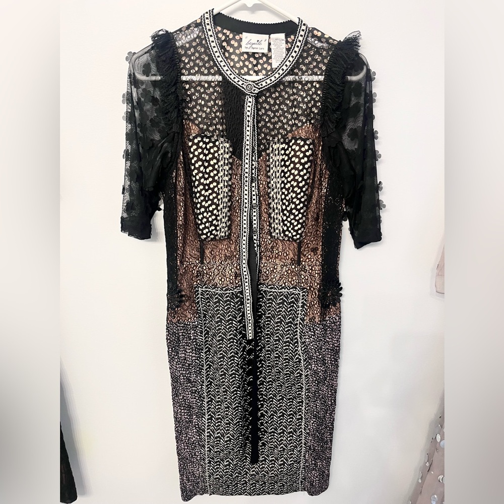 Beguile by Byron Lars Black Lace Illusion Sheath Dress – Size 6